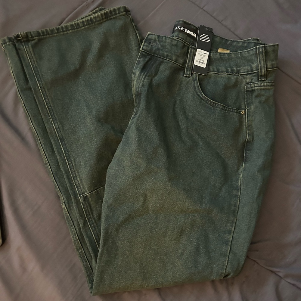 Fashion Nova Y2K inspired wide leg jeans